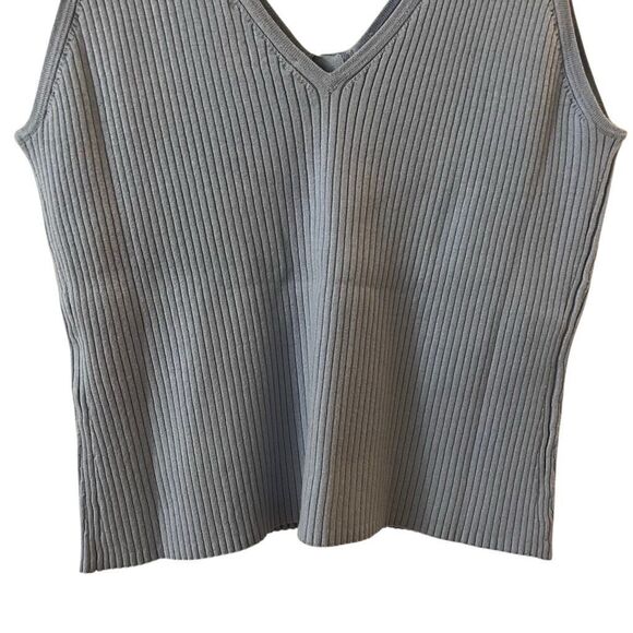 Madewell‎ The Signature Knit Button-Front Sweater Tank Ribbed Blue Sz Large NWT - Picture 9 of 16